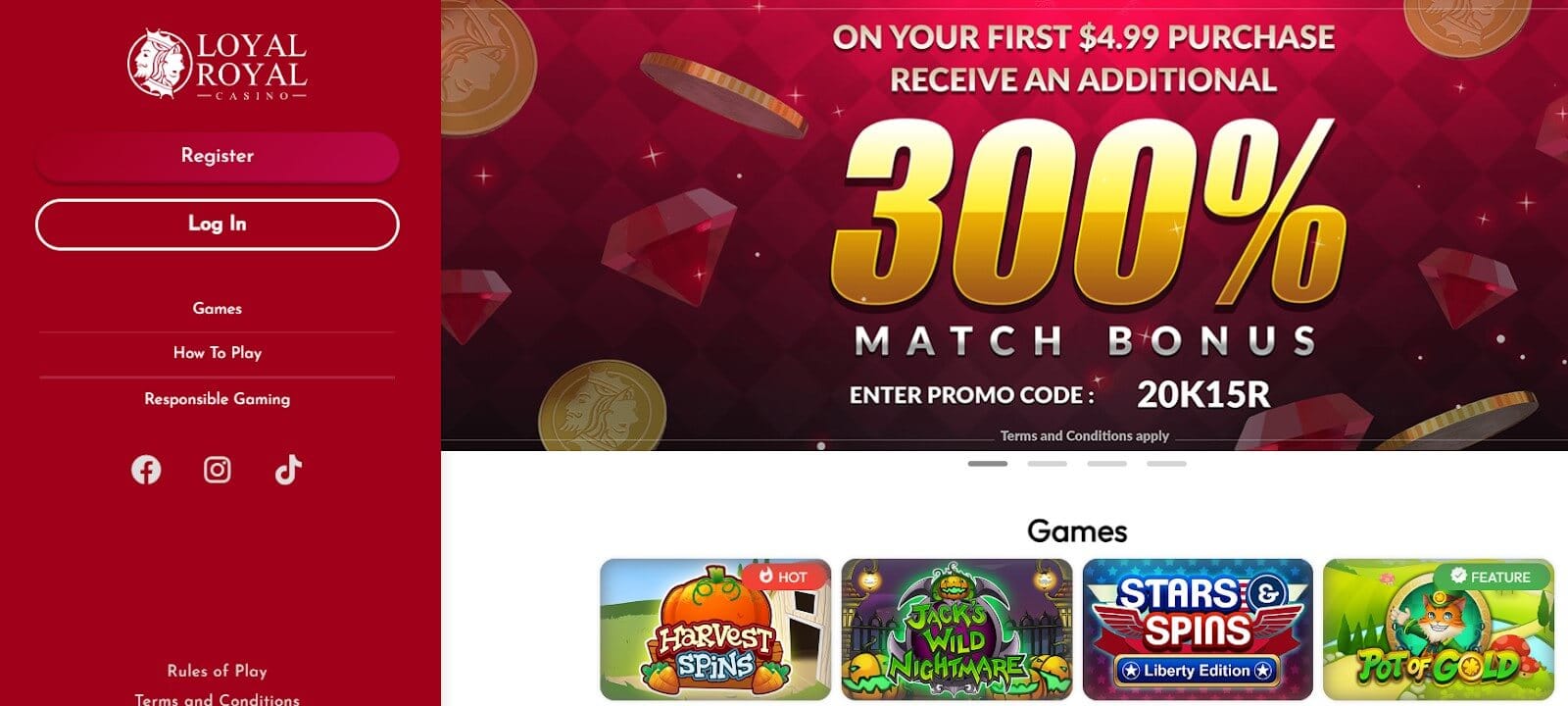 Loyal Casino interface